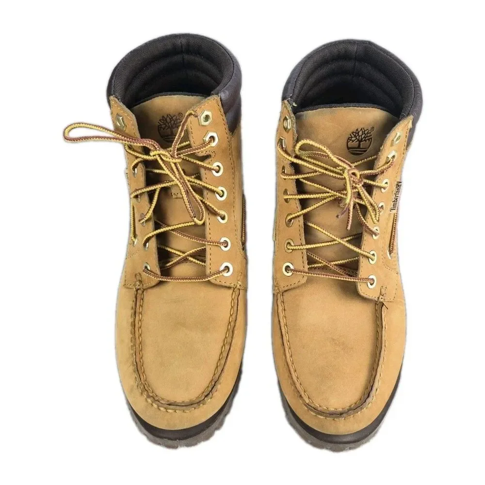 Timberland Oakwell Boots Men's Sz US 8.5M Leather 7-Eye Moc Lace Up Tan Ankle